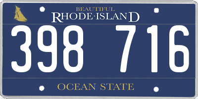 RI license plate 398716