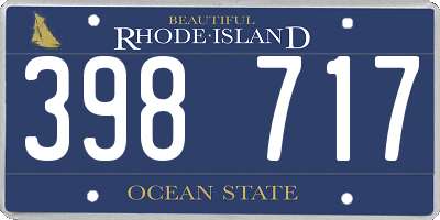 RI license plate 398717