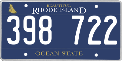 RI license plate 398722