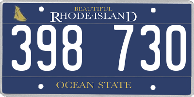 RI license plate 398730