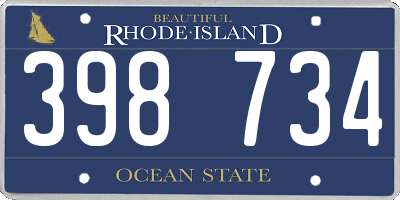 RI license plate 398734
