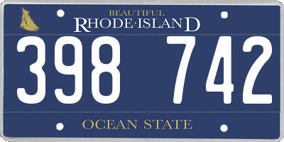RI license plate 398742