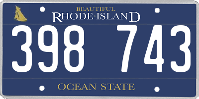 RI license plate 398743