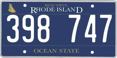 RI license plate 398747