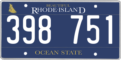 RI license plate 398751