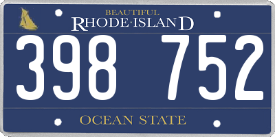 RI license plate 398752
