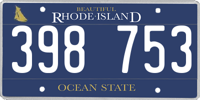 RI license plate 398753