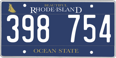 RI license plate 398754