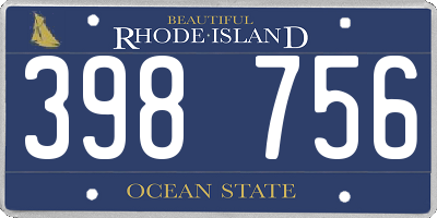 RI license plate 398756