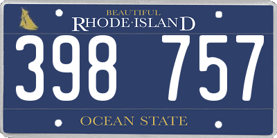 RI license plate 398757