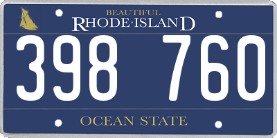 RI license plate 398760