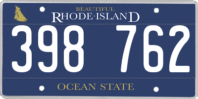 RI license plate 398762