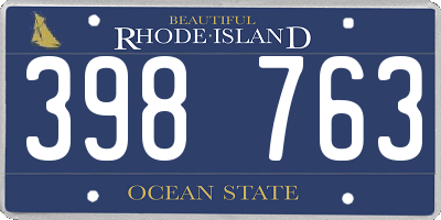 RI license plate 398763