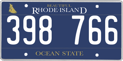 RI license plate 398766