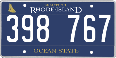 RI license plate 398767