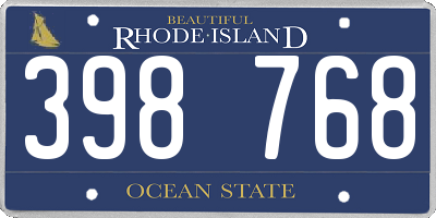 RI license plate 398768