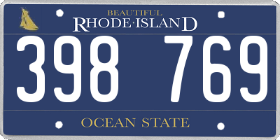RI license plate 398769