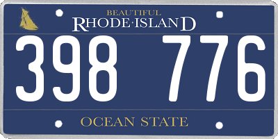 RI license plate 398776