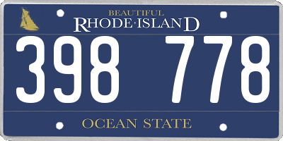 RI license plate 398778
