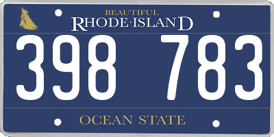 RI license plate 398783