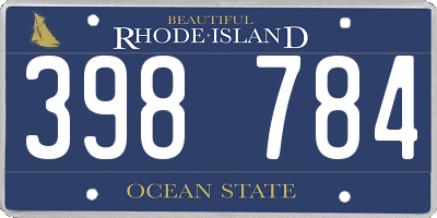 RI license plate 398784