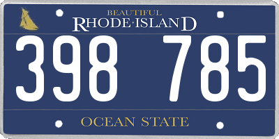 RI license plate 398785