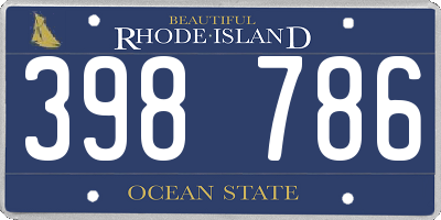 RI license plate 398786