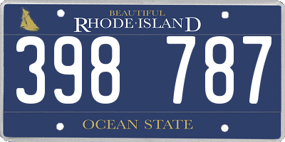 RI license plate 398787