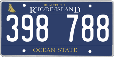 RI license plate 398788