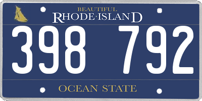 RI license plate 398792