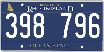 RI license plate 398796