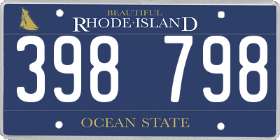 RI license plate 398798