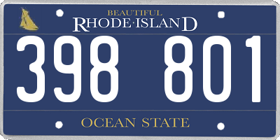 RI license plate 398801