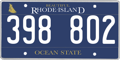 RI license plate 398802