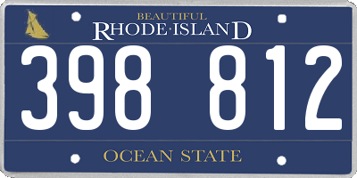 RI license plate 398812