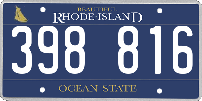 RI license plate 398816