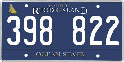 RI license plate 398822