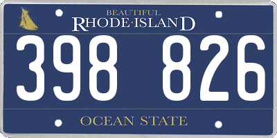 RI license plate 398826