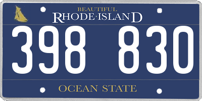 RI license plate 398830