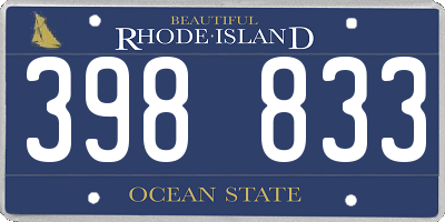 RI license plate 398833