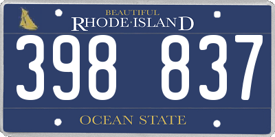 RI license plate 398837