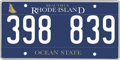 RI license plate 398839