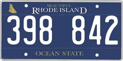 RI license plate 398842