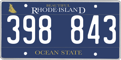 RI license plate 398843