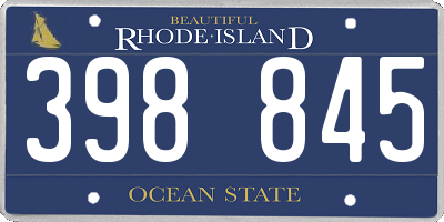 RI license plate 398845