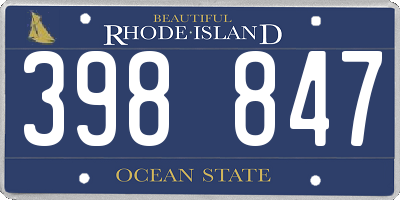 RI license plate 398847