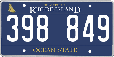 RI license plate 398849