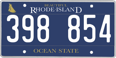 RI license plate 398854