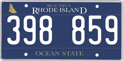 RI license plate 398859