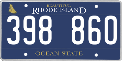 RI license plate 398860